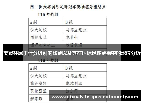 美冠杯属于什么级别的比赛以及其在国际足球赛事中的地位分析